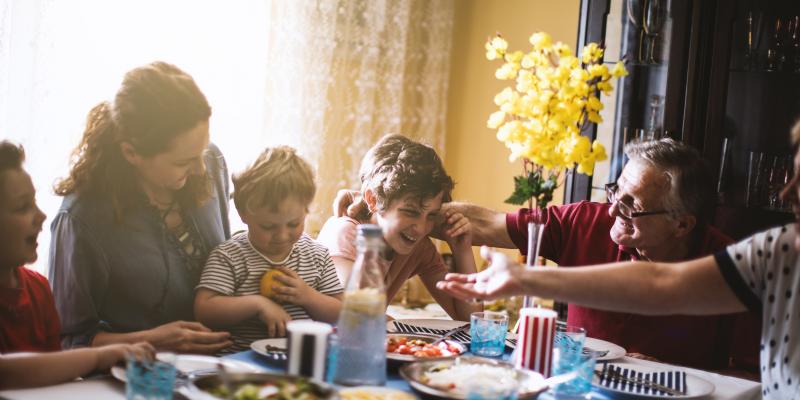 family at dinner table